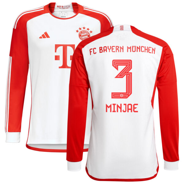 Men's adidas Kim Min-jae White Bayern Munich 2023/24 Home Replica Long Sleeve Jersey