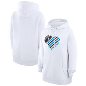 Women's G-III 4Her by Carl Banks  White Carolina Panthers Heart Graphic Fleece Pullover Hoodie