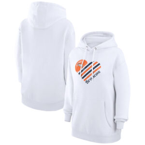 Women's G-III 4Her by Carl Banks  White Denver Broncos Heart Graphic Fleece Pullover Hoodie