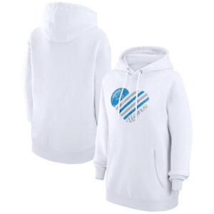 Women's G-III 4Her by Carl Banks  White Detroit Lions Heart Graphic Fleece Pullover Hoodie