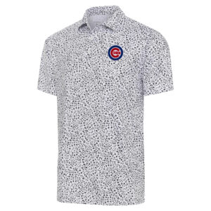 Men's Antigua  White/Black Chicago Cubs Motion Polo