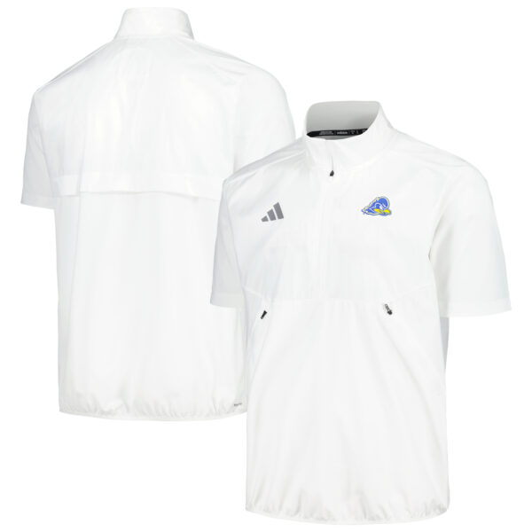 Men's adidas White Delaware Fightin' Blue Hens Sideline AEROREADY Raglan Short Sleeve Quarter-Zip Jacket - Image 5