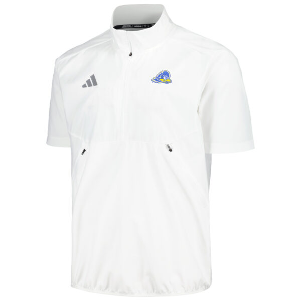 Men's adidas White Delaware Fightin' Blue Hens Sideline AEROREADY Raglan Short Sleeve Quarter-Zip Jacket - Image 6
