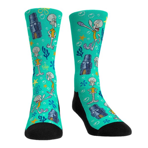Unisex Rock Em Socks SpongeBob SquarePants Squidward All Over Icons Crew Socks
