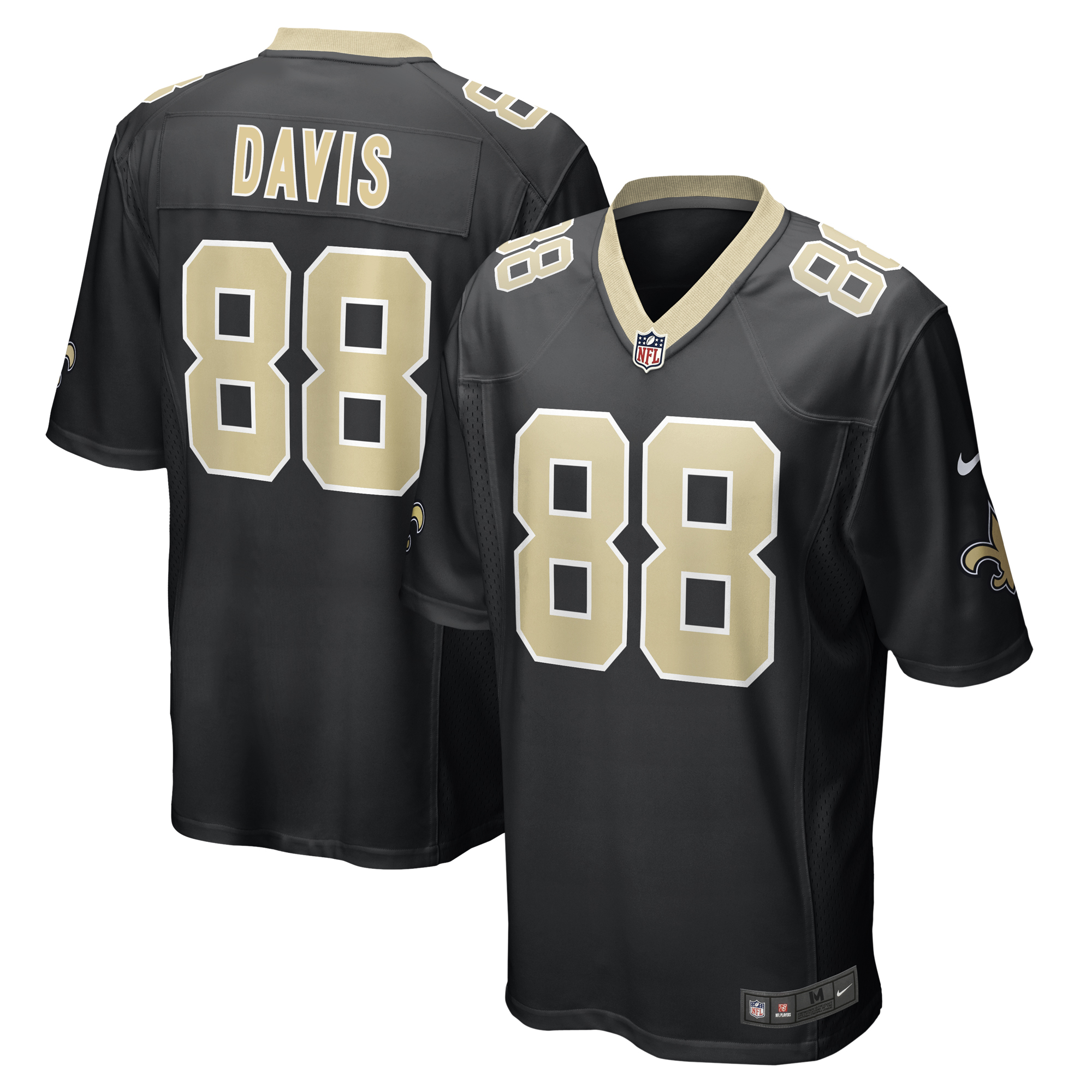 Men's Nike Shaquan Davis Black New Orleans Saints Game Jersey - Image 5