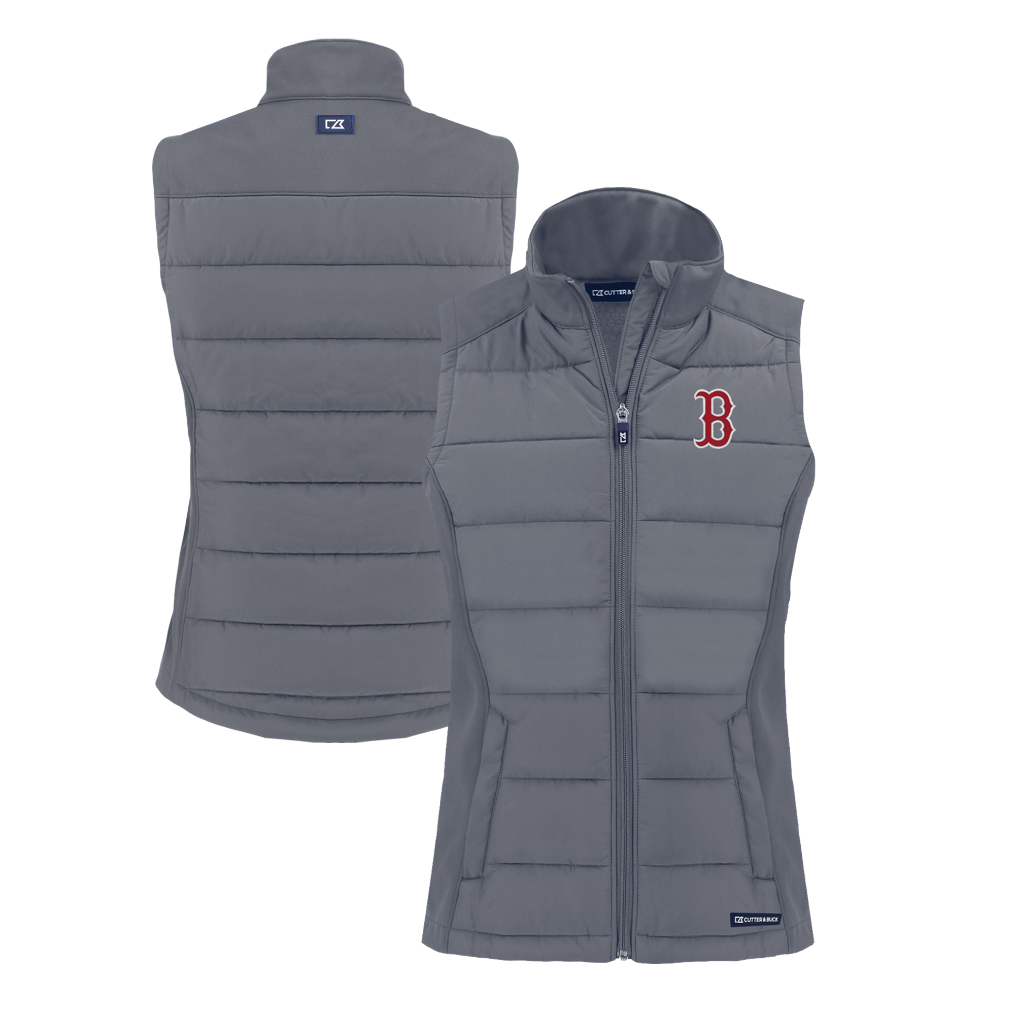 Women's Cutter & Buck Steel Boston Red Sox Evoke Hybrid Eco Softshell Recycled Full-Zip Vest - Image 8