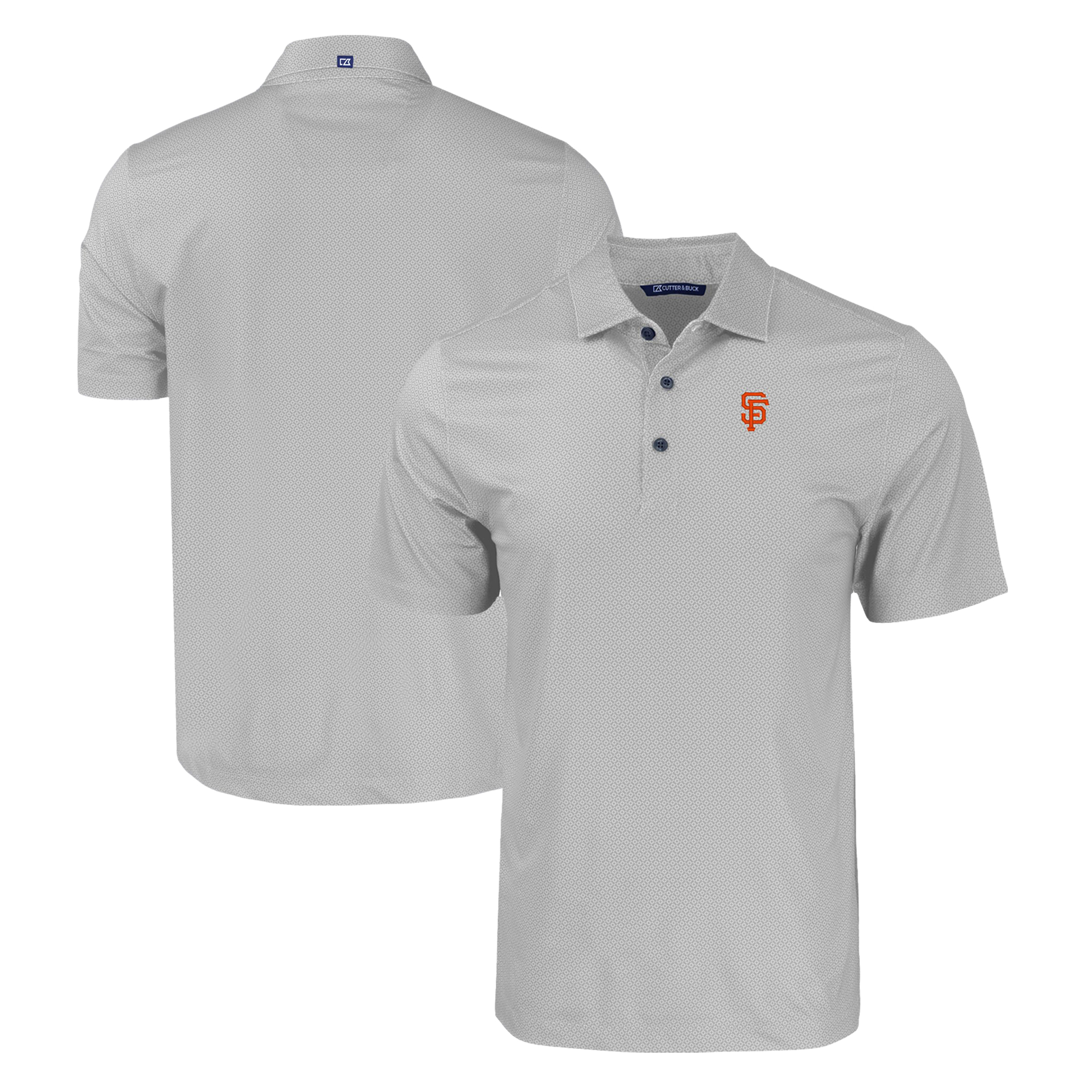 Men's Cutter & Buck Gray San Francisco Giants Pike Eco Tonal Geo Print Stretch Recycled Polo