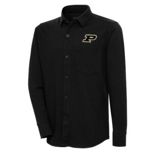 Men's Antigua Black Purdue Boilermakers Steamer Button-Up Shacket