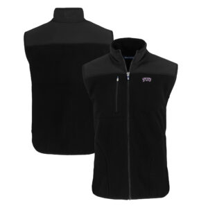 Men's Cutter & Buck  Black TCU Horned Frogs Cascade Eco Sherpa Fleece Full-Zip Vest