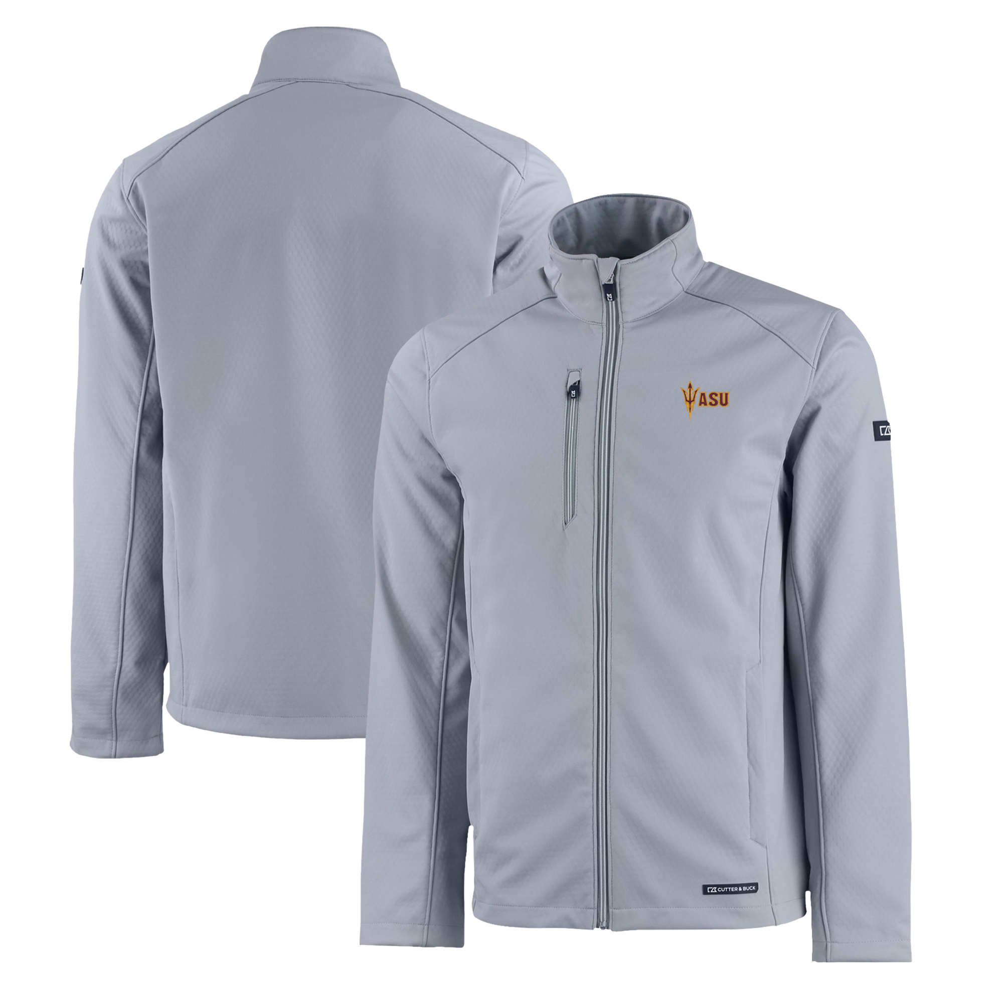 Men's Cutter & Buck Gray Arizona State Sun Devils Evoke Eco Softshell Recycled Full-Zip Jacket - Image 5