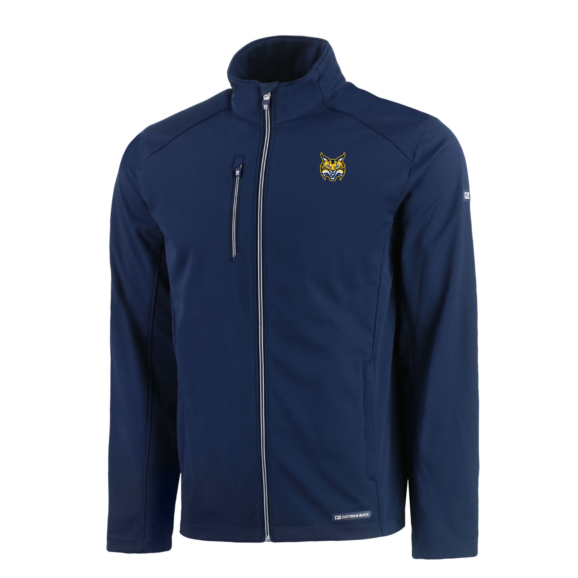 Men's Cutter & Buck Navy Quinnipiac Bobcats Evoke Eco Softshell Recycled Full-Zip Jacket - Image 6