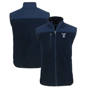 Men's Cutter & Buck  Navy Yale Bulldogs Big & Tall Cascade Eco Sherpa Fleece Full-Zip Vest