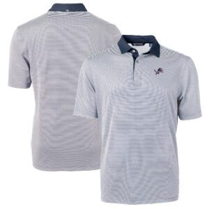 Men's Cutter & Buck Blue/White Detroit Lions Virtue Eco Pique Micro Stripe Recycled Polo