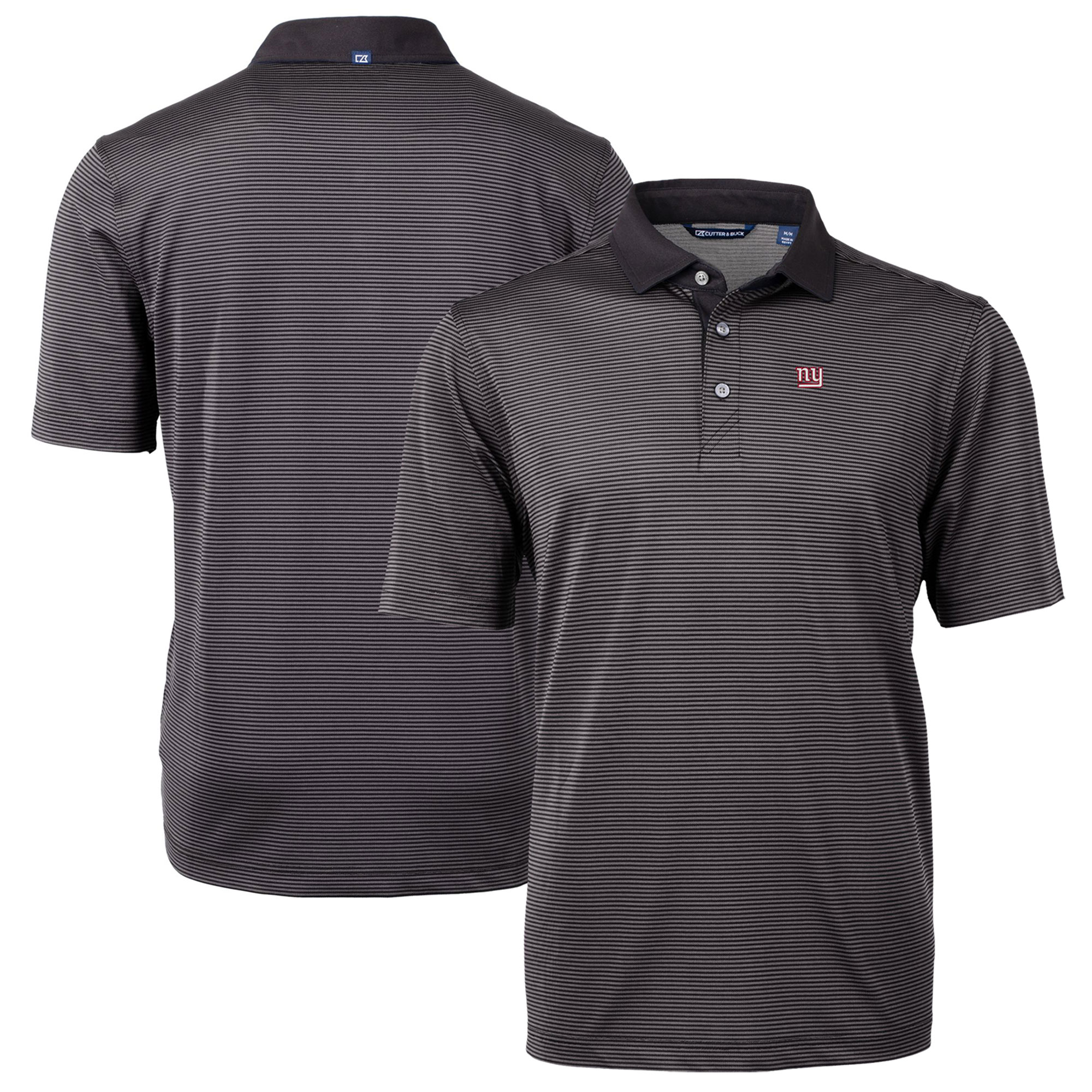 Men's Cutter & Buck Black/Gray New York Giants Virtue Eco Pique Micro Stripe Recycled Polo - Image 2