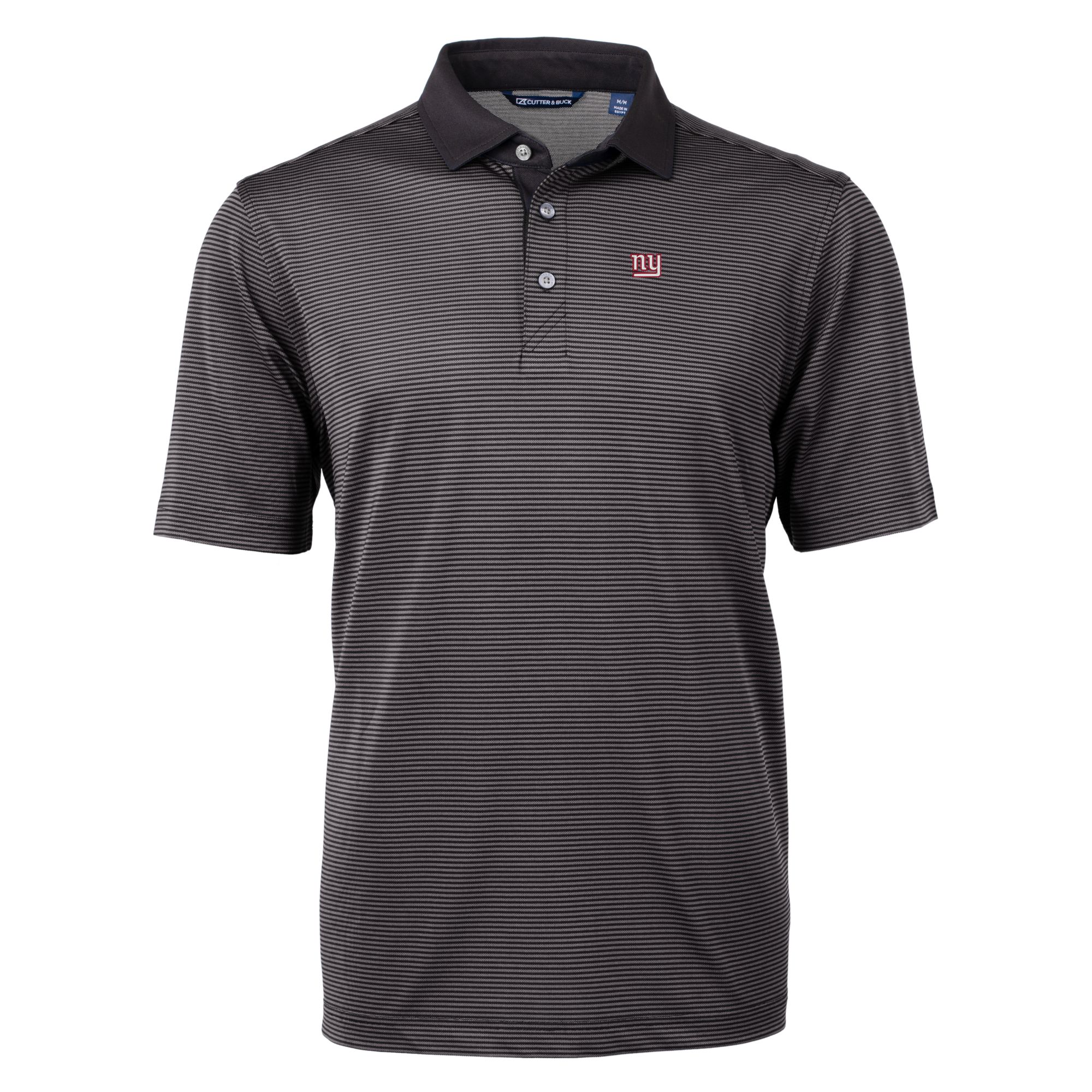 Men's Cutter & Buck Black/Gray New York Giants Virtue Eco Pique Micro Stripe Recycled Polo - Image 3