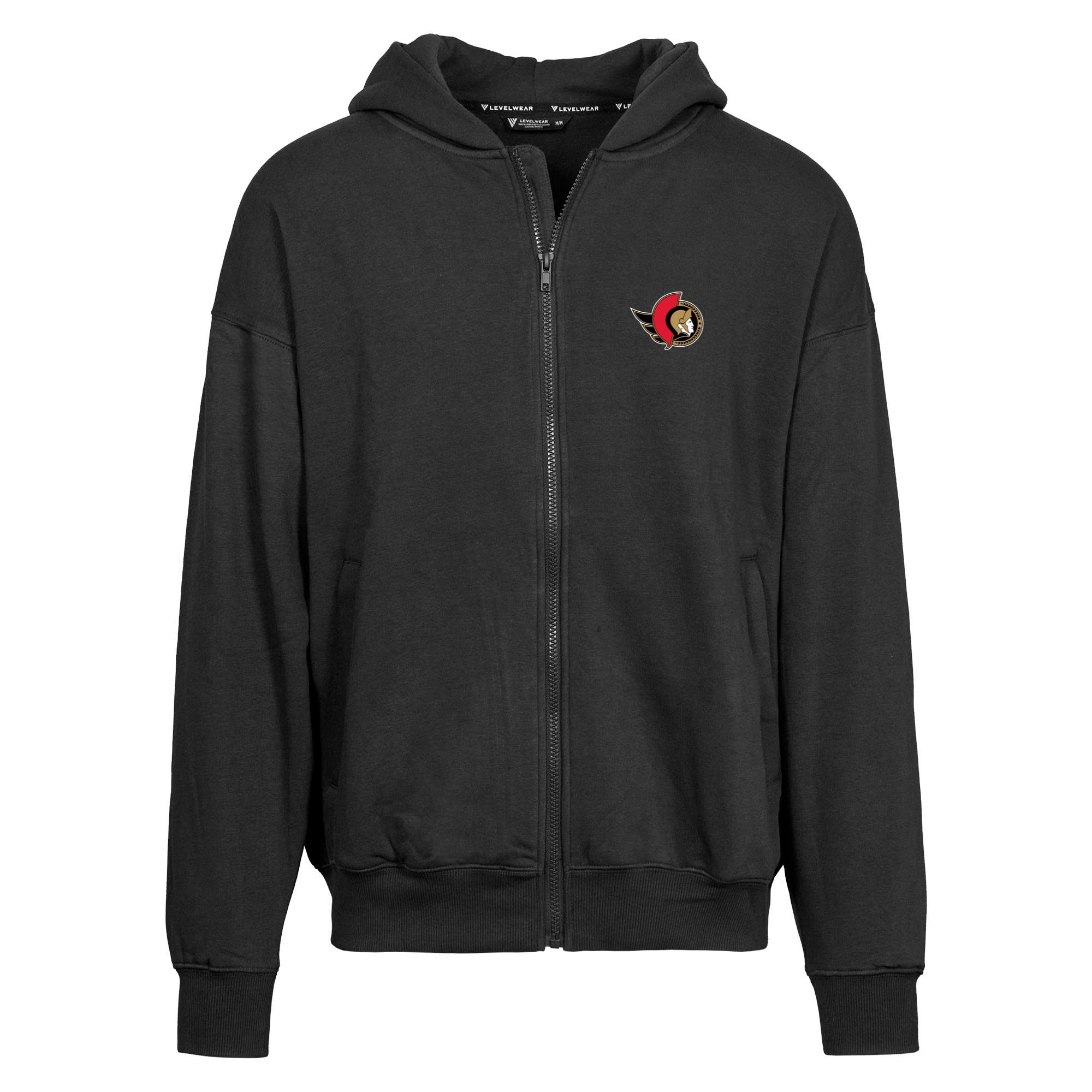 Men's Levelwear Black Ottawa Senators Uphill Insignia Full-Zip Hoodie
