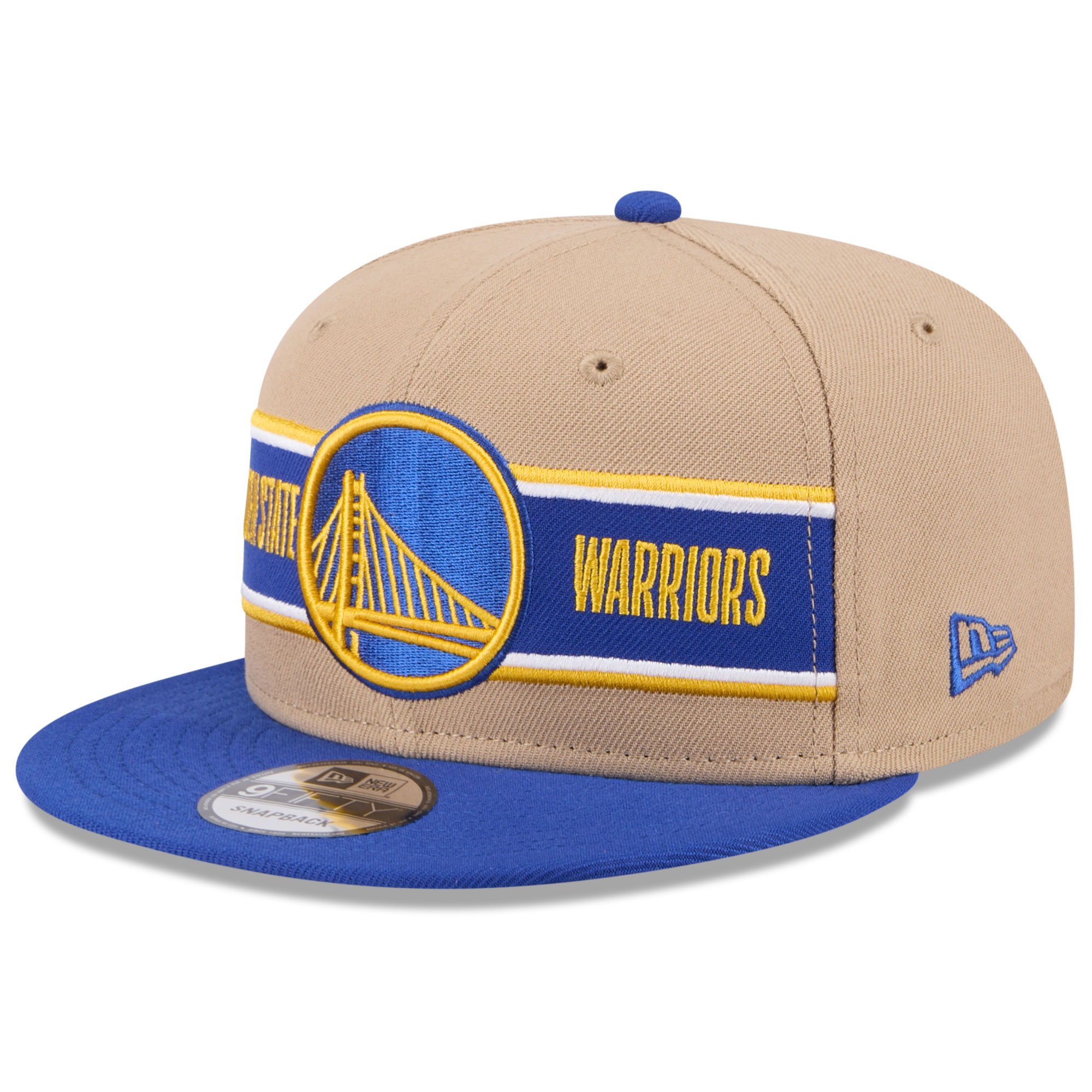 Men's New Era Tan/Royal Golden State Warriors 2024 NBA Draft 9FIFTY Snapback Hat - Image 2