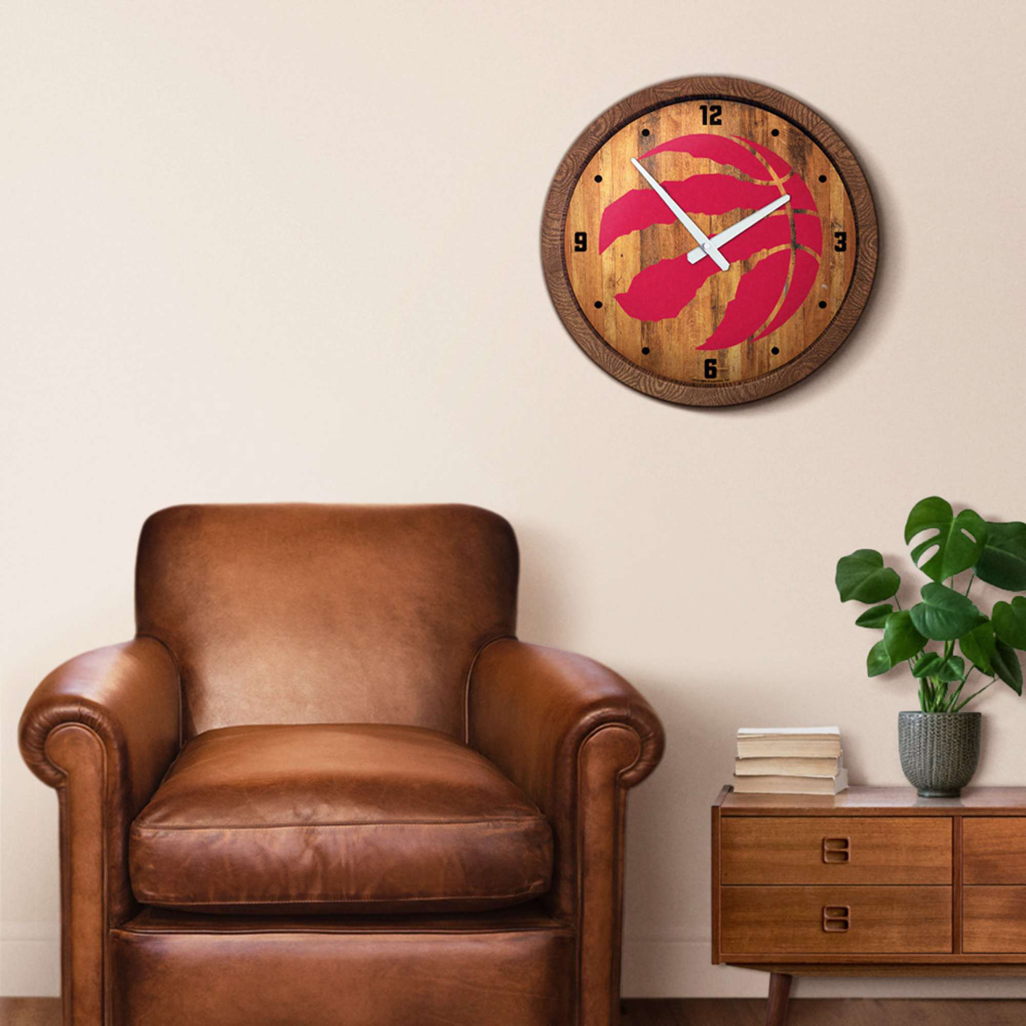 Toronto Raptors 20.25" Faux Barrel Top Clock - Image 11