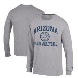 Men's Champion  Gray Arizona Wildcats Icon Beach Volleyball Long Sleeve T-Shirt