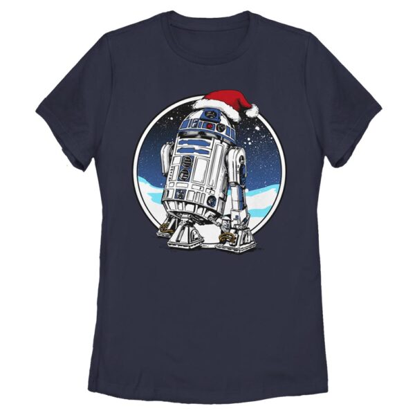 Women's Mad Engine R2-D2 Navy Star Wars Santa Hat Graphic T-Shirt