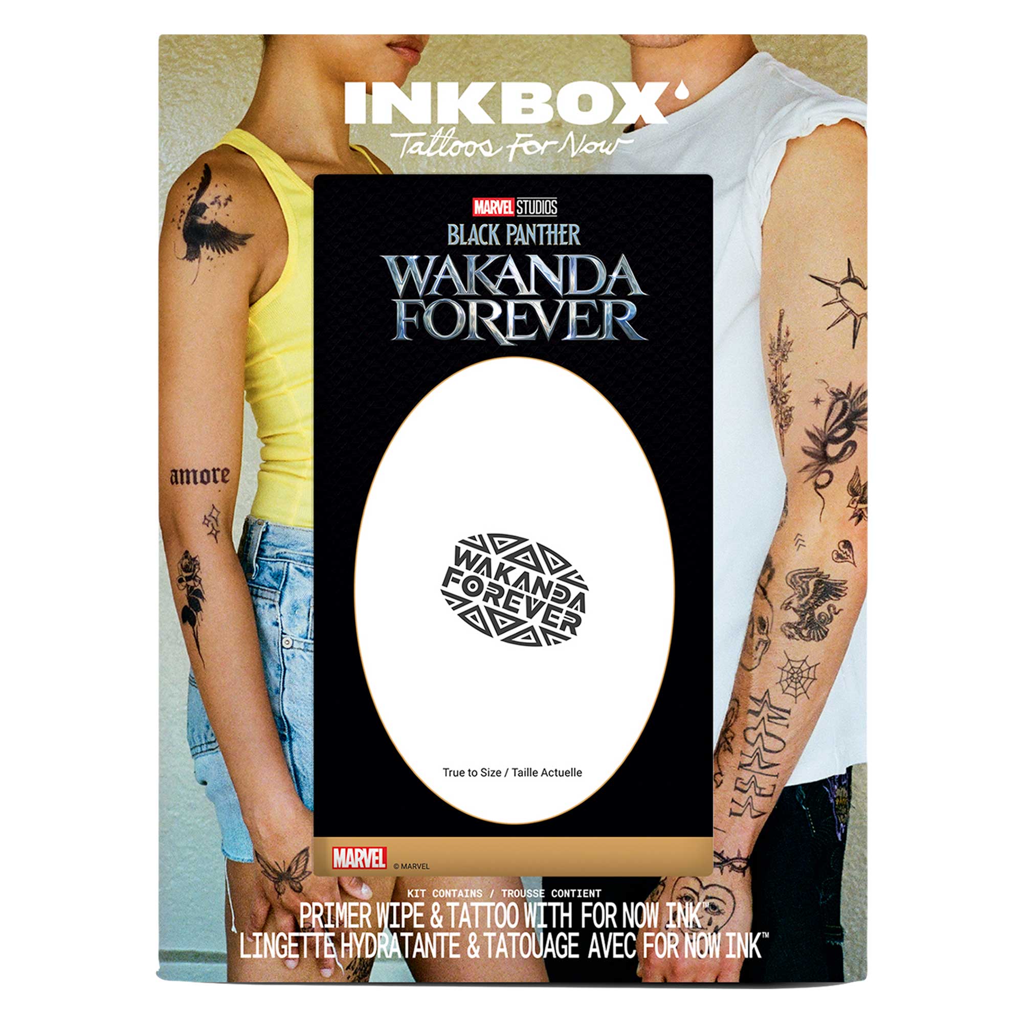 Inkbox Black Panther 2" x 2" Wakanda Forever Temporary Tattoo