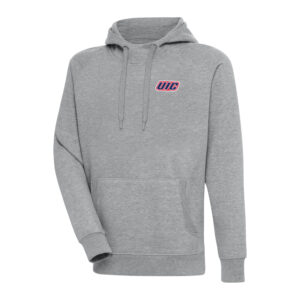 Men's Antigua  Heather Gray UIC Flames Victory Pullover Hoodie