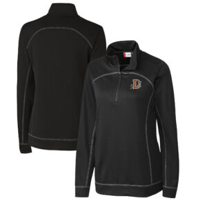 Women's Cutter & Buck Black Durham Bulls Clique Helsa Performance Half-Zip Sweatshirt