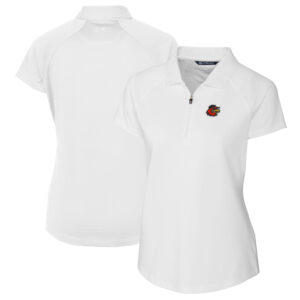 Women's Cutter & Buck  White Rochester Red Wings Forge DryTec Raglan Stretch Polo