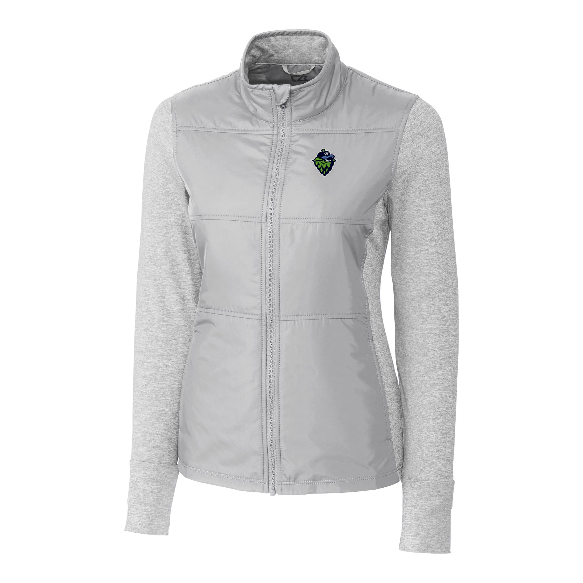 Women's Cutter & Buck Gray Hillsboro Hops Stealth DryTec Hybrid Quilted Full-Zip Windbreaker Jacket - Image 3