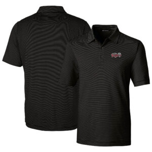 Men's Cutter & Buck  Black Lansing Lugnuts Forge Pencil Stripe Stretch DryTec Polo