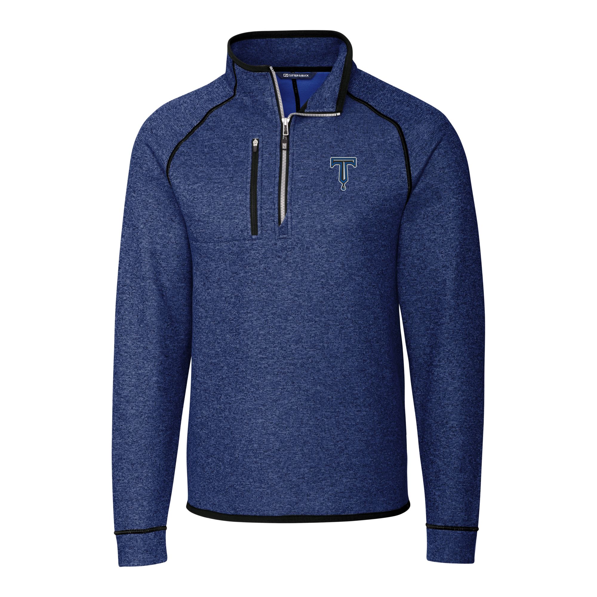 Men's Cutter & Buck Heather Blue Tulsa Drillers Mainsail Sweater-Knit Half-Zip Pullover Jacket - Image 9