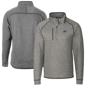 Men's Cutter & Buck Heather Gray West Michigan Whitecaps Mainsail Sweater-Knit Half-Zip Pullover Jacket