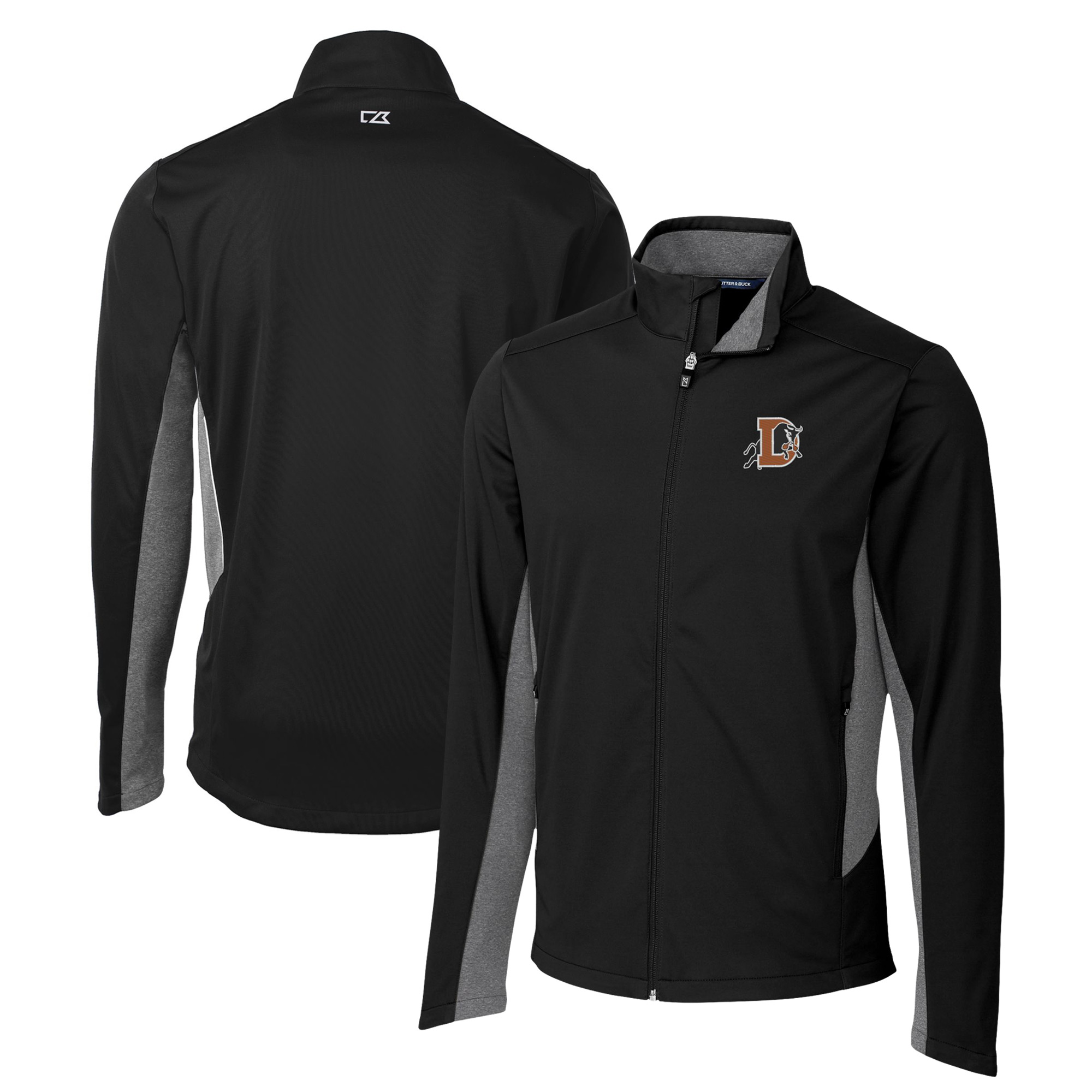 Men's Cutter & Buck Black Durham Bulls Navigate Softshell Full-Zip Jacket