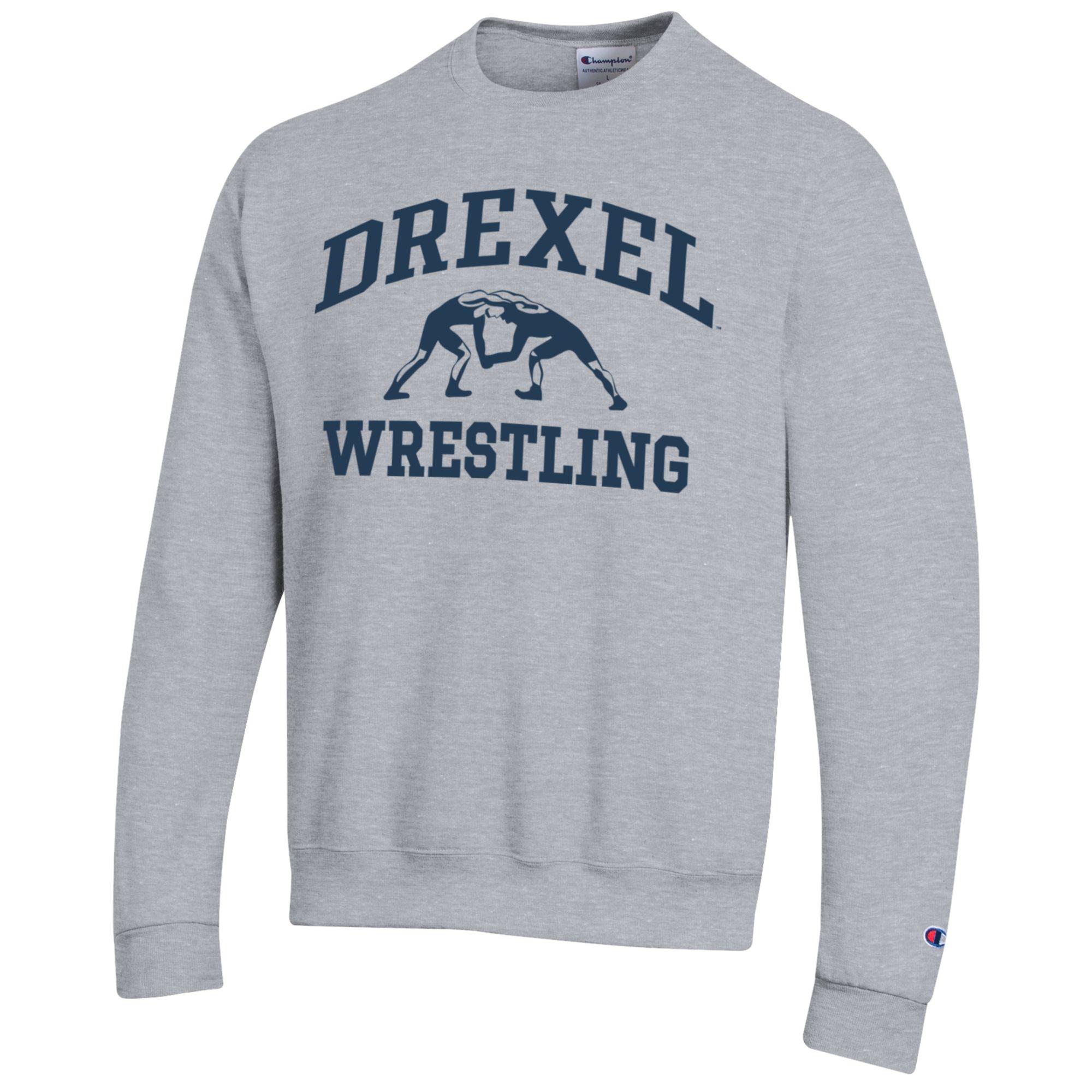 Men's Champion Heather Gray Drexel Dragons Wrestling Icon Powerblend Pullover Sweatshirt - Image 3
