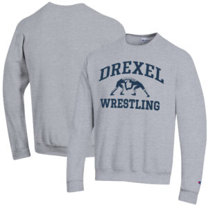 Men's Champion Heather Gray Drexel Dragons Wrestling Icon Powerblend Pullover Sweatshirt