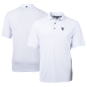 Men's Cutter & Buck White Scranton Wilkes-Barre RailRiders Virtue Eco Pique Tile Print Recycled Polo