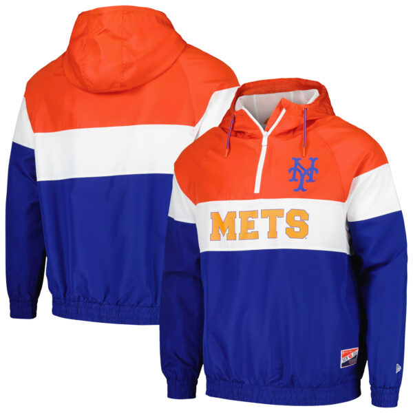 Men's New Era Orange New York Mets Ripstop Raglan Quarter-Zip Hoodie Windbreaker Jacket - Image 5