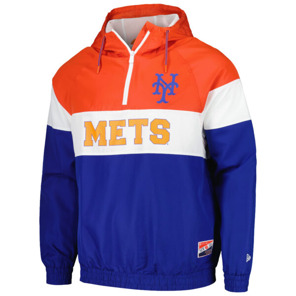 Men's New Era Orange New York Mets Ripstop Raglan Quarter-Zip Hoodie Windbreaker Jacket - Image 6