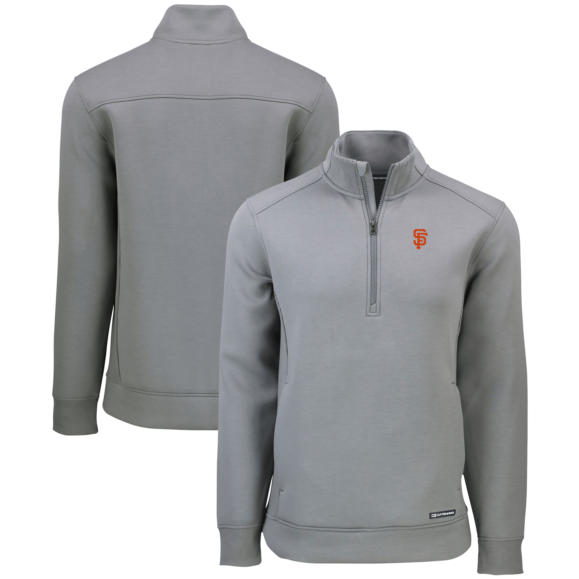 Men's Cutter & Buck Gray San Francisco Giants Roam Eco Recycled Quarter-Zip Pullover - Image 5
