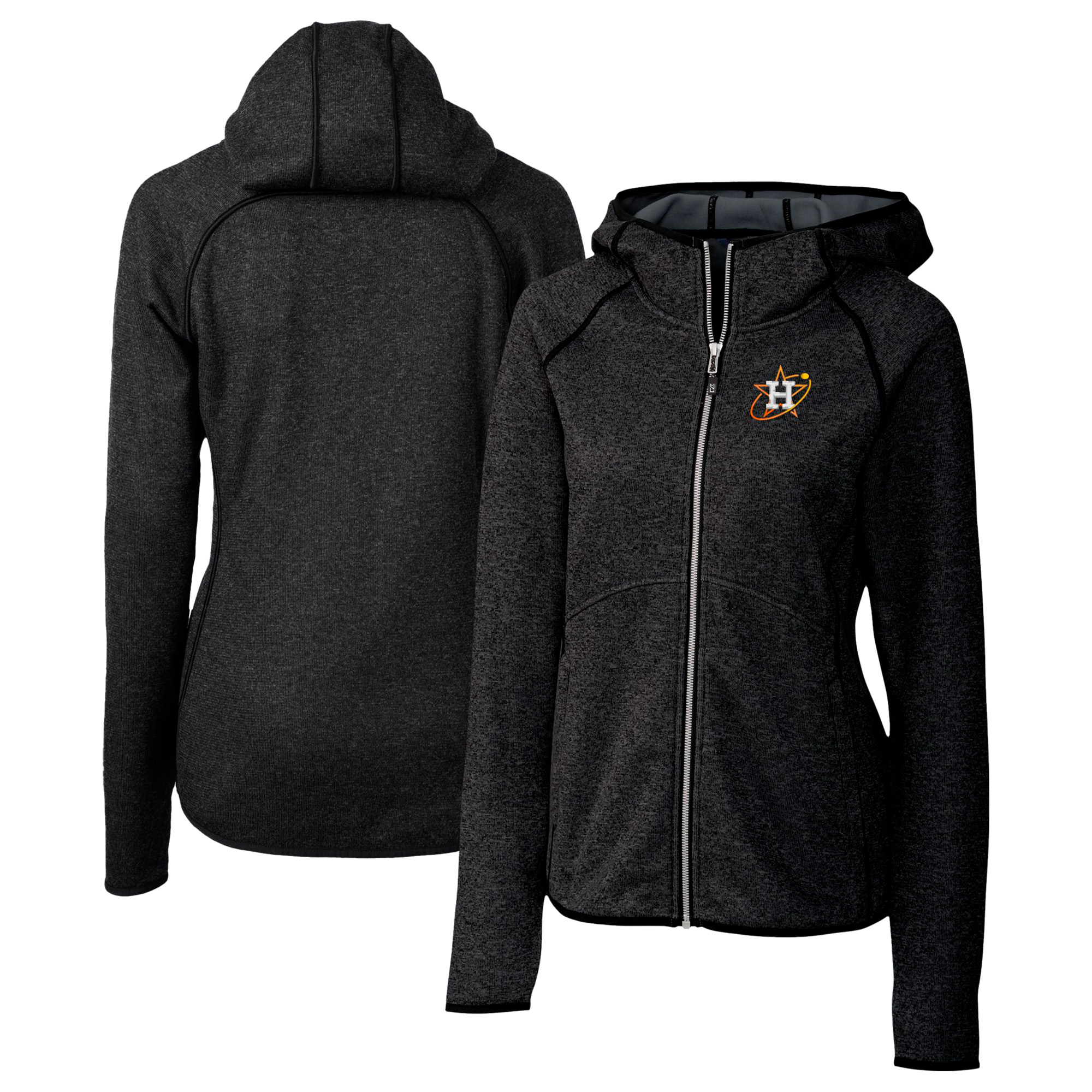 Women's Cutter & Buck Heather Charcoal Houston Astros City Connect Mainsail Full-Zip Hooded Jacket