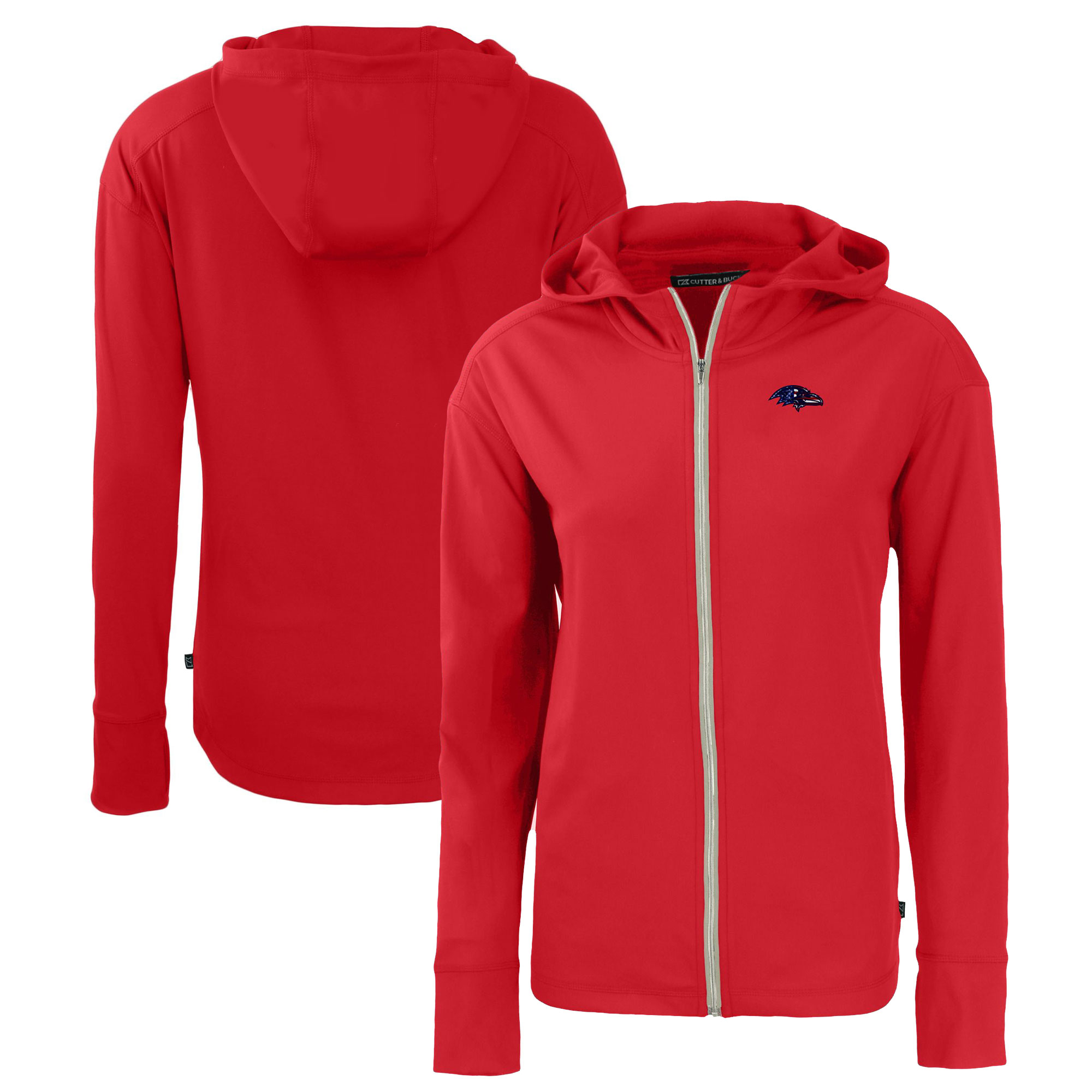 Women's Cutter & Buck Red Baltimore Ravens Daybreak Eco Recycled Full-Zip Hoodie