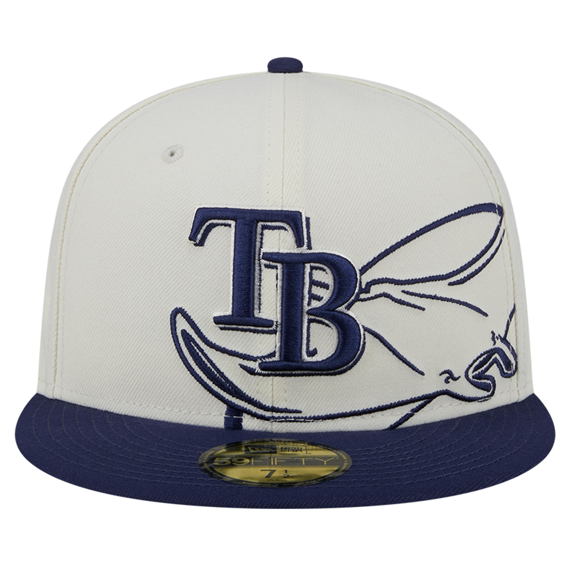 Men's New Era Cream/Navy Tampa Bay Rays Lonestar 59FIFTY Fitted Hat - Image 3
