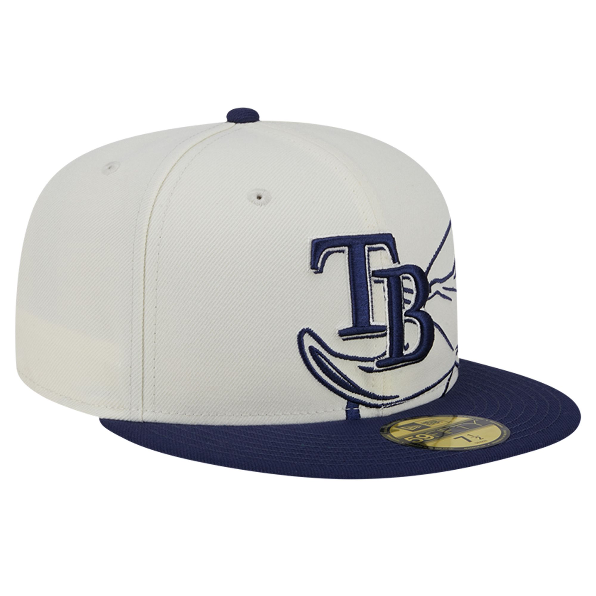 Men's New Era Cream/Navy Tampa Bay Rays Lonestar 59FIFTY Fitted Hat - Image 9
