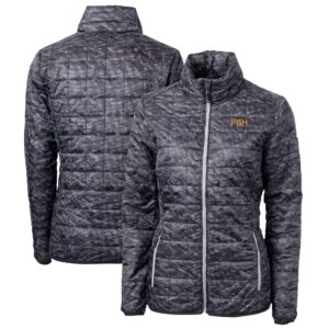 Women's Cutter & Buck Black Pittsburgh Pirates City Connect Rainier PrimaLoft Eco Insulated Full-Zip Camo Puffer Jacket