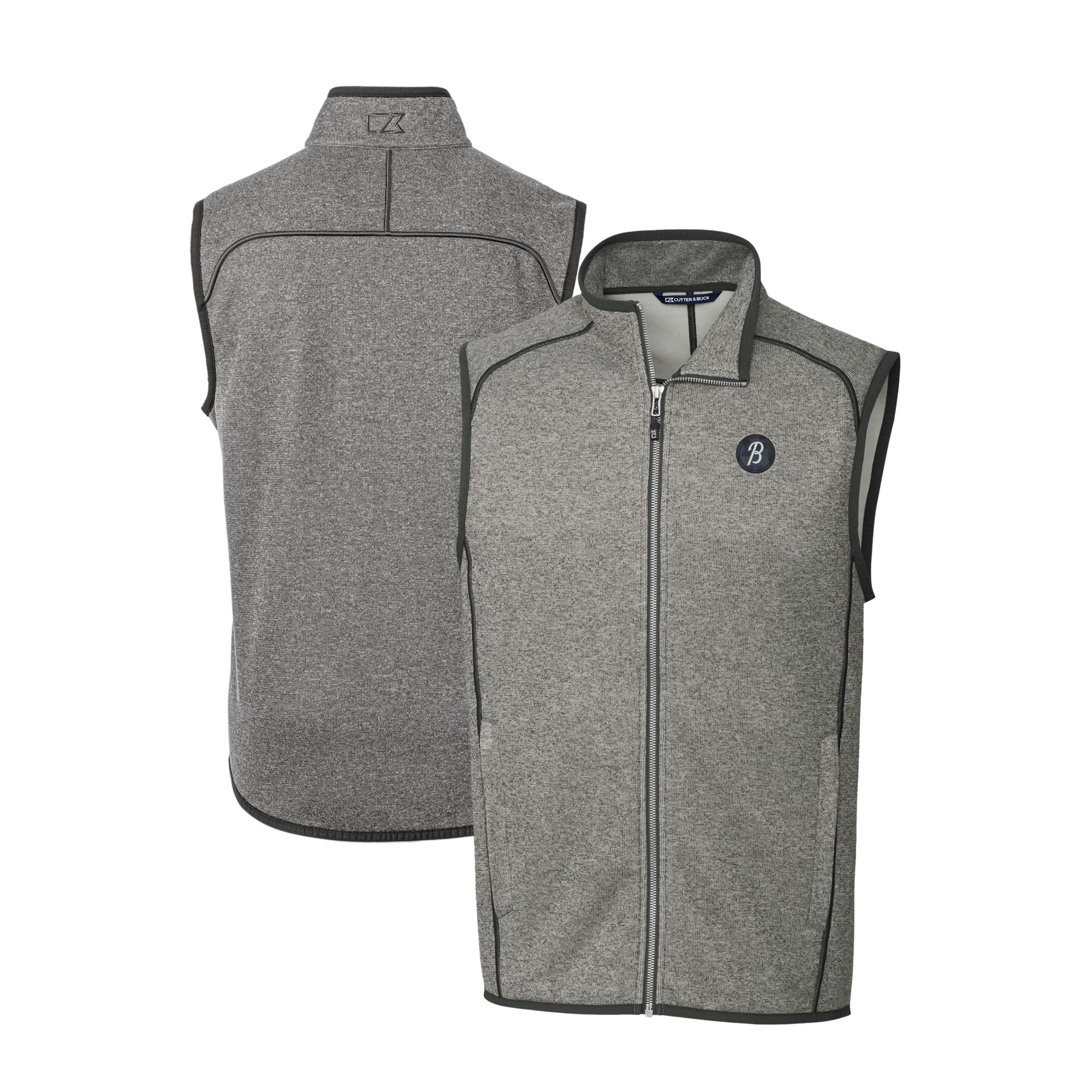 Men's Cutter & Buck Heather Gray Baltimore Orioles City Connect Big & Tall Mainsail Sweater-Knit Full-Zip Vest - Image 5