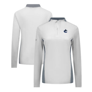 Women's Levelwear White Vancouver Canucks Moxie Insignia Core Quarter-Zip Pullover Top