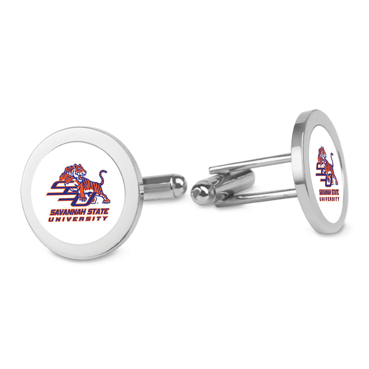 Silver Savannah State Tigers Cufflinks
