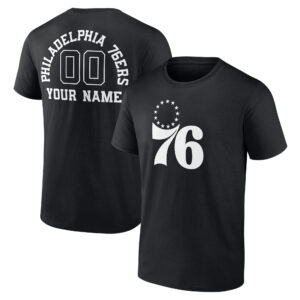 Men's Black Philadelphia 76ers Personalized Name & Number Monochrome T-Shirt