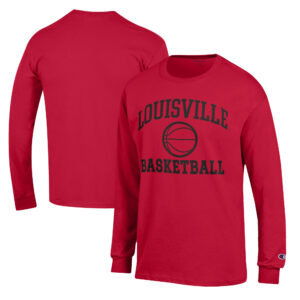 Men's Champion Red Louisville Cardinals Basketball Icon Long Sleeve T-Shirt