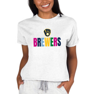 Women's Concepts Sport  Oatmeal Milwaukee Brewers Mainstream Terry Sweatshirt
